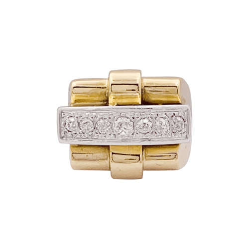 Bague 52 Bague Tank en or jaune, platine, diamants. 58 Facettes 34444