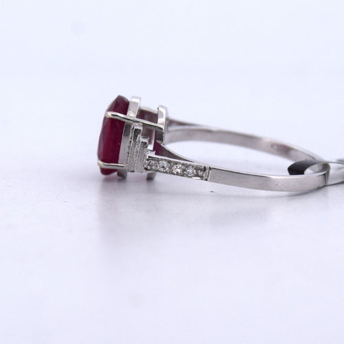 Bague 55 Bague Art déco en platine avec rubis et diamants 58 Facettes