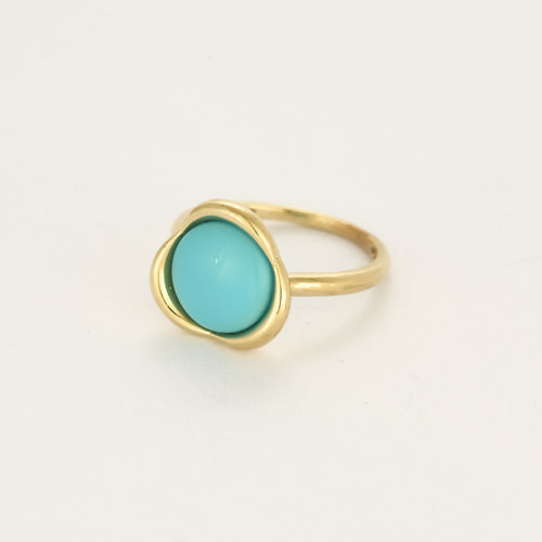 GUERIN - Bague ALISMA or jaune, cabochon turquoise