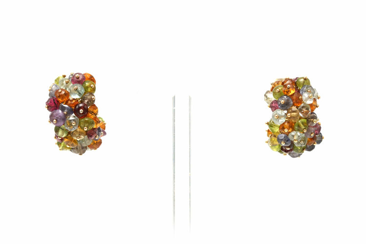 Boucles d'oreilles Boucles d'oreilles contemporaines or jaune et pierres multiples 58 Facettes 22750