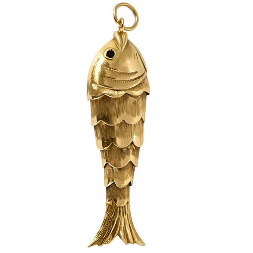 Pendentif Pendentif poisson en or jaune et grenats almandin 58 Facettes CLA0780