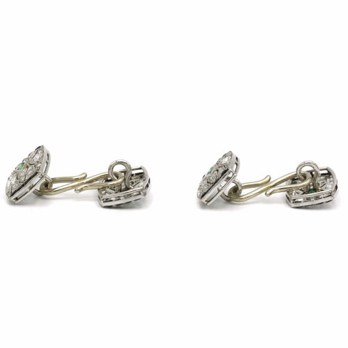 Boutons de manchette Boutons de Manchettes - Or, Platine, Diamants & Emeraudes 58 Facettes 250011SP