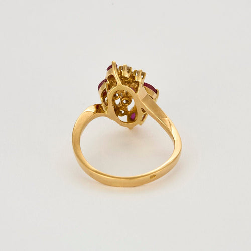 Bague 56 Bague or jaune, rubis et diamants 58 Facettes PAL32242