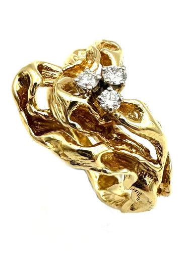 Bague 56 GILBERT ALBERT. Bague or jaune 18K et diamants 58 Facettes