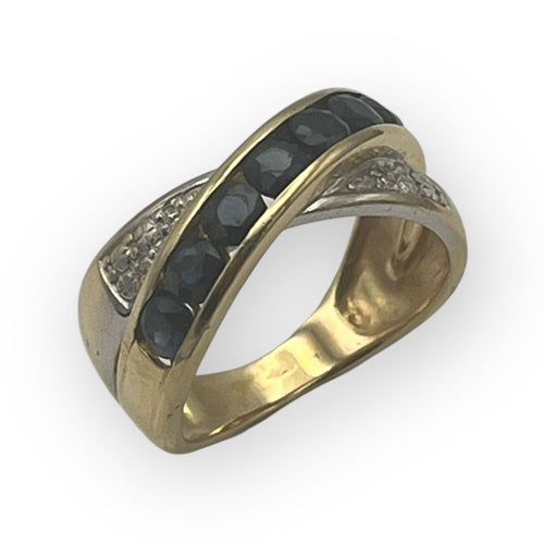 Bague 52 Bague croisée or blanc, saphirs et diamants 58 Facettes 149058507