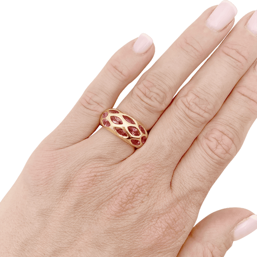 Bague 51 Bague jonc bombé, or jaune, tourmalines roses. 58 Facettes 34650