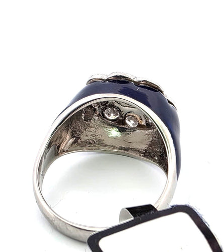 Bague 48 Bague en platine avec émail et diamants 58 Facettes