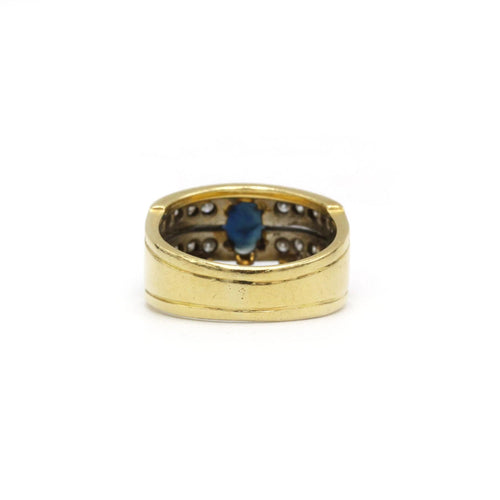 Bague - Or bi-colore, Diamants & Saphir
