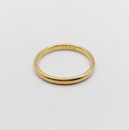 Bague 58.5 Bague jonc Alliance antique or jaune 18k stacker (circa 1929) 58 Facettes A06008