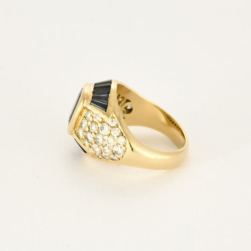 Bague 54 Bague en or jaune, saphirs et diamants 58 Facettes B250464