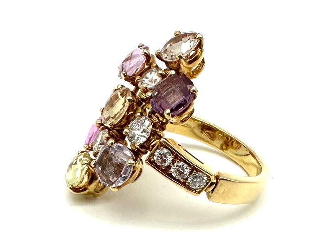 Bague 54 BVLGARI. Collection "Allegra", bague or jaune, saphirs de couleur et diamants 58 Facettes