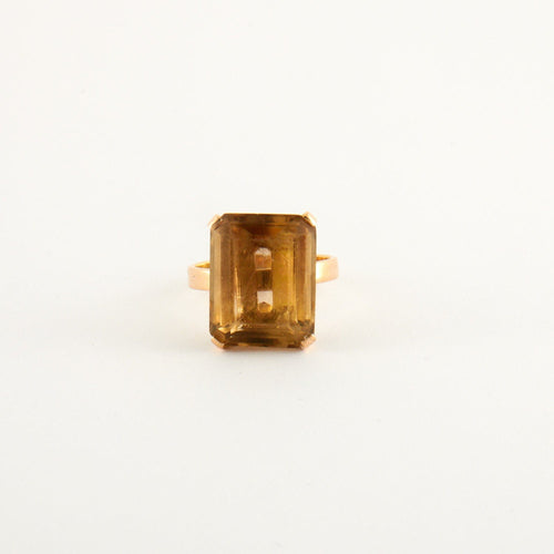 Bague Bague cocktail Citrine rectangle sertie sur or jaune 58 Facettes