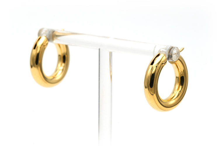 Boucles d'oreilles créoles contemporaines en or jaune 18k