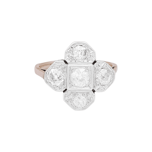 Bague 52 Bague ART DÉCO diamants taille ancienne, or jaune, platine. 58 Facettes 34655