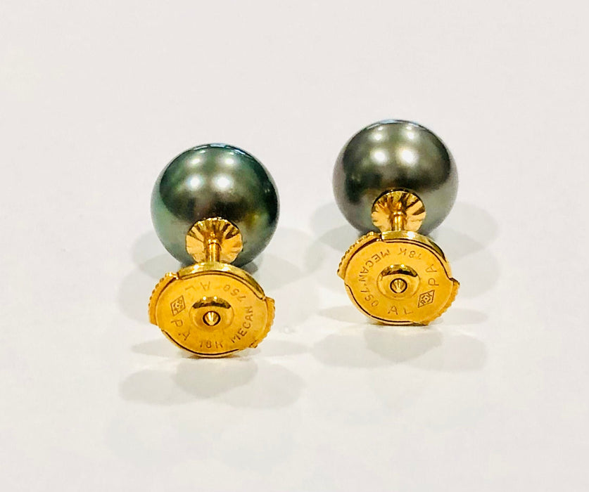 Boucles d'oreilles boutons perles de Tahiti or jaune