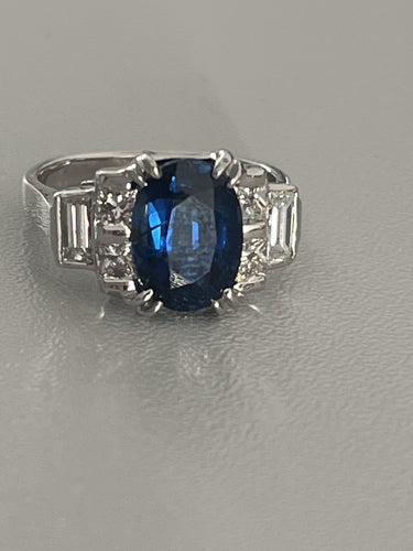 Bague 51 Bague Or Gris Saphir Certifié Diamants 58 Facettes LOT 6396