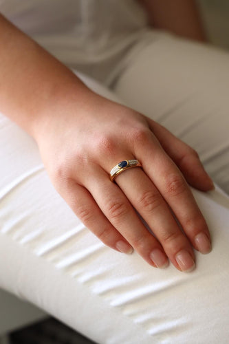 Bague Or jaune, Or blanc Saphir, Diamant