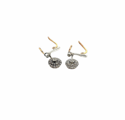 Boucles d'oreilles Boucles d’oreilles anciennes en diamants, or et argent 58 Facettes