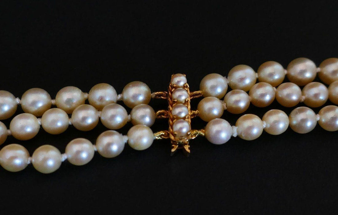 Collier Collier De Perles De Culture 3 Rangs, Fermoir Perles 58 Facettes