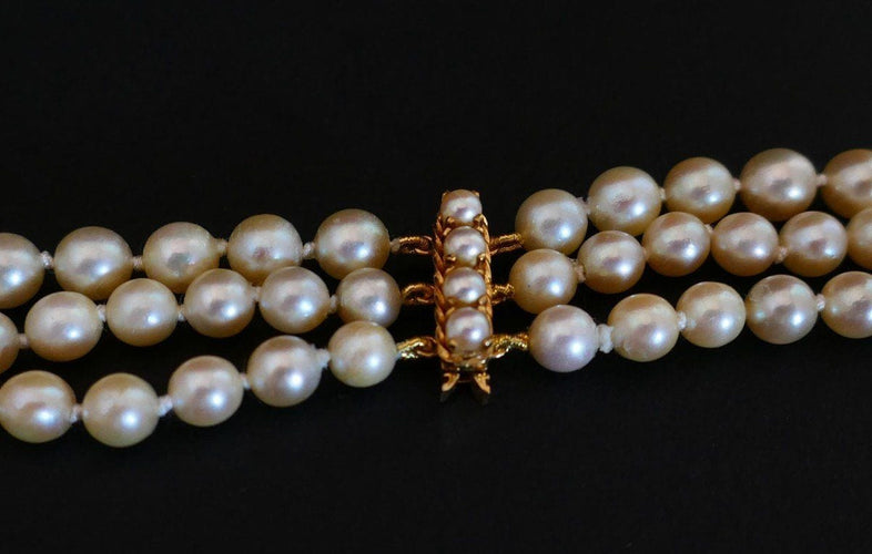 Collier Collier De Perles De Culture 3 Rangs, Fermoir Perles 58 Facettes