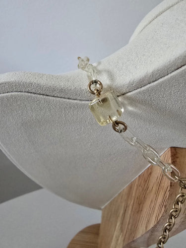 Collier Chanel - Collier Ice Cube vintage en métal doré et résine 58 Facettes