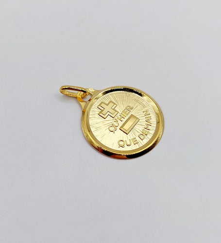 Pendentif AUGIS - Pendentif médaille d'amour  "+ qu'hier - que demain" - L'Originale 18 mm 58 Facettes J9212X0000