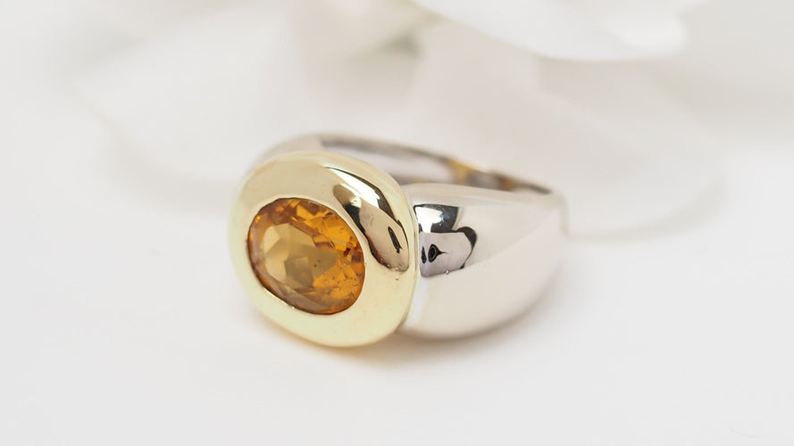 Bague 52.5 Bague ou citrine bicolore 58 Facettes 32557