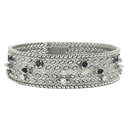 Bracelet Prestige Royal or blanc, diamants, saphirs 58 Facettes LP1413/