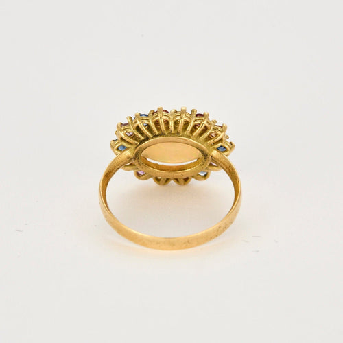 Bague Bague or jaune, opale 5cts, saphirs multicolores 58 Facettes