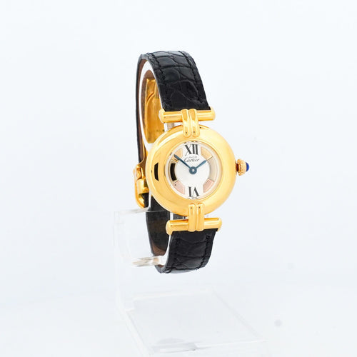 Montre Cartier - Montre Must Colisée 24 mm en vermeil, cadran trinity ivoire 58 Facettes