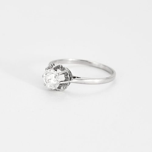 Bague 56 Solitaire or blanc et diamant 58 Facettes GU101