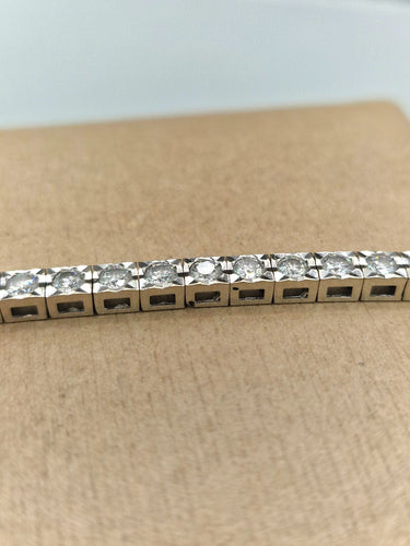 Bracelet Bracelet tennis cube en or blanc 18kt et diamants 58 Facettes