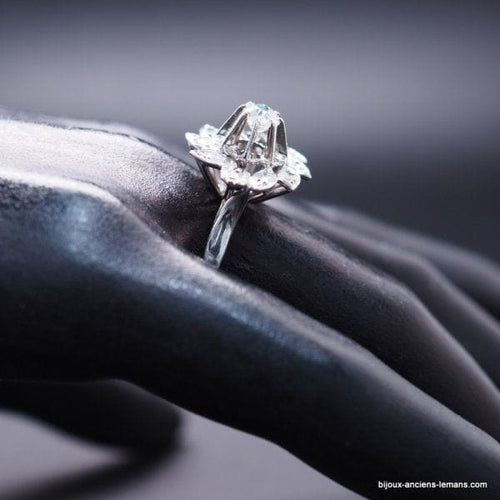 Bague 57 Bague marguerite Or blanc Diamants 58 Facettes 3907