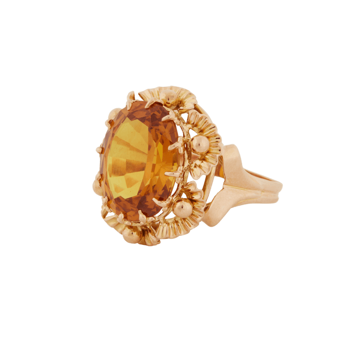 Bague 59 Bague or jaune et citrine ovale 58 Facettes 7025/21