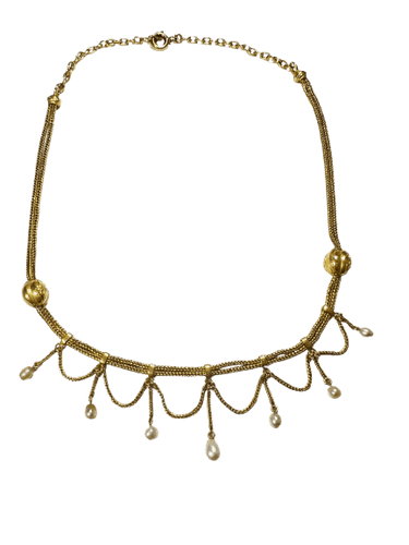 Collier Collier draperie XIXe or jaune et perles 58 Facettes 228