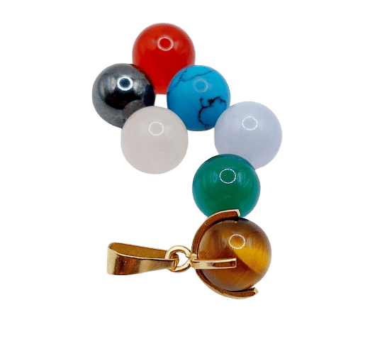 Pendentif Pendentif vintage or jaune 18k billes de pierres interchangeables (quartz et autres) 58 Facettes A06184