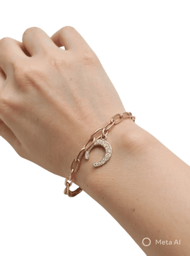 Bracelet Dodo Pomellato - Bracelet gourmette Fortuna avec charm en or rose et or blanc pavé de diamants 58 Facettes