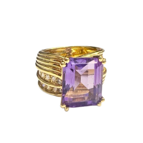 Bague 54 Bague en or avec diamants et améthytes 58 Facettes Q140B(949)