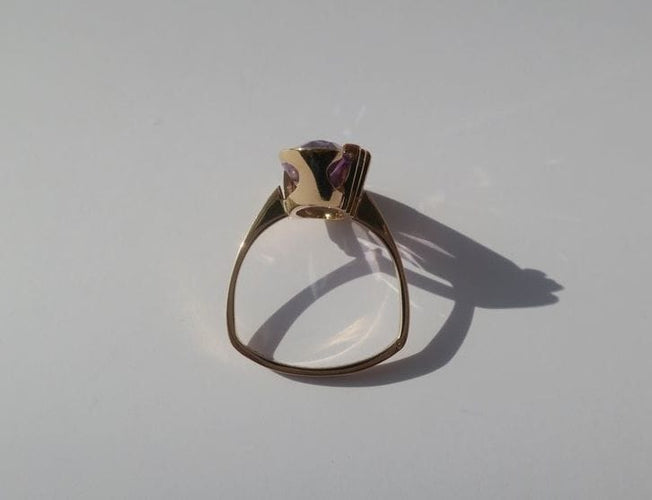 Bague 55 Bague cocktail améthyste rose de France ovale 58 Facettes