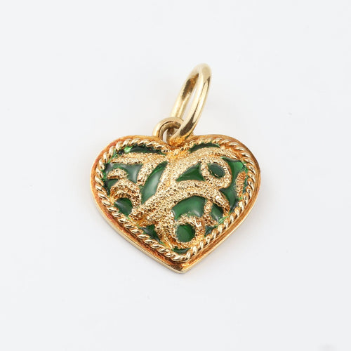 Pendentif Yanes - Pendentif cœur en or jaune 18 carats et émail vert 58 Facettes FN24/0003