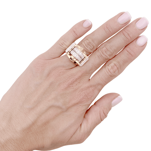 Bague 51 Bague « Tank » or jaune, platine, diamants taille 8/8. 58 Facettes 34626