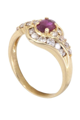 Bague 55 Bague moderne or jaune rubis et diamants 58 Facettes 091321