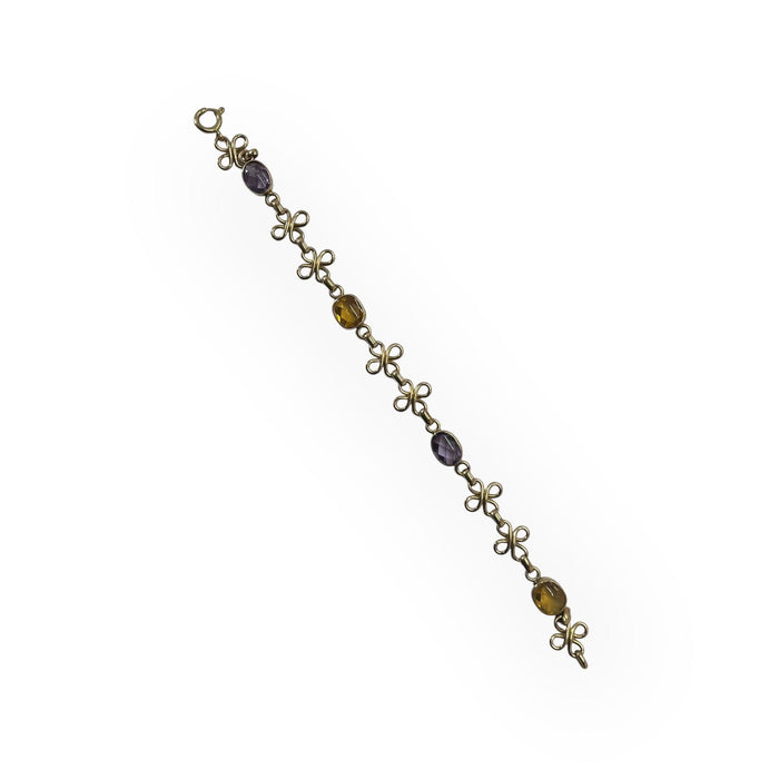 Bracelet Bracelet or jaune citrines et améthystes 58 Facettes 149049759