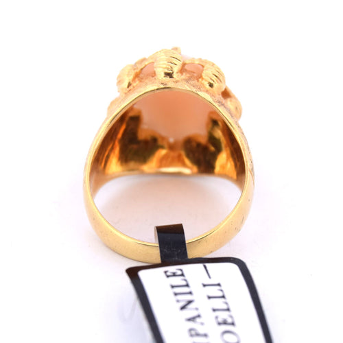 Bague 53 Bague en or jaune et corail rose des années 1950 58 Facettes