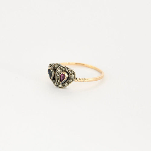 Bague 58 Bague vintage en or, diamants, rubis et saphir. 58 Facettes
