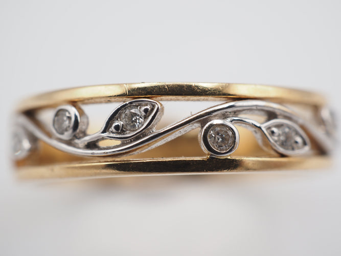 Bague 54 Bague or jaune diamant floral 58 Facettes