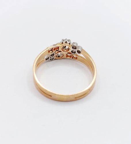 Bague 58.5 Bague toi et moi antique en or rose 18k et diamants taille ancienne 58 Facettes A06482