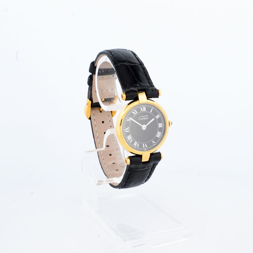 Montre Cartier Must Vendôme - Black roman dial - SM 58 Facettes