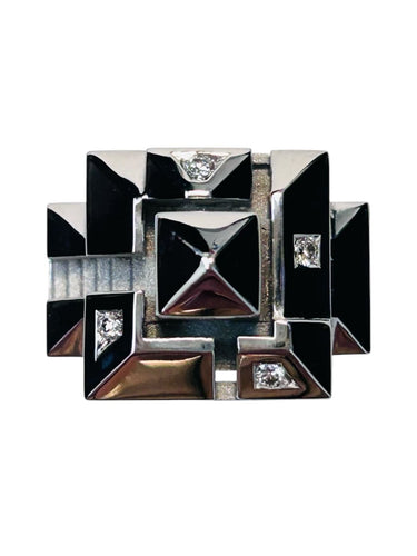 Bague 53 Philippe TOURNAIRE - Bague en or blanc collection Architecture, modèle Cité carrée 58 Facettes 123577.5