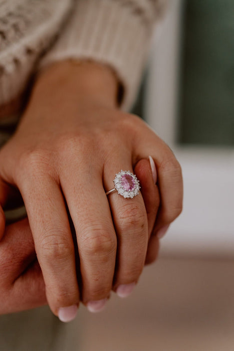 Bague 54 Bague saphir rose et diamant 58 Facettes